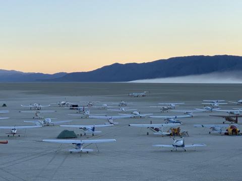 88NV Black Rock City Airport during Burning Man Event week, Sunset