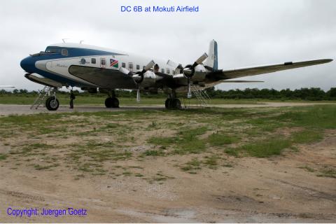 Mokuti Lodge Airport Namibia; DC-6B