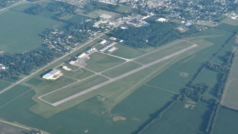 Aerial view of Grimes Field (I74) from the northwest