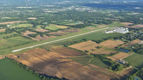 Aerial view of Warren County Airport (I68) from the northwest