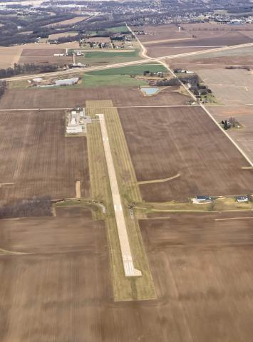 aerial photo of Delphi Airport from 1nm S