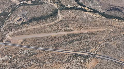 An aerial view of Superior Municipal Airport (E81) from the north