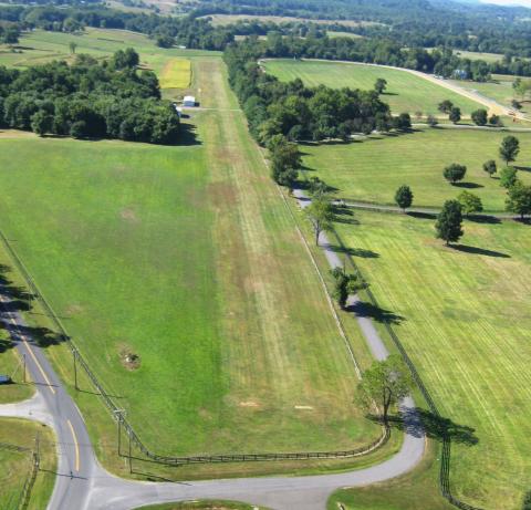 Aerial view of airport Hickory Tree Farm (VA79) looking South