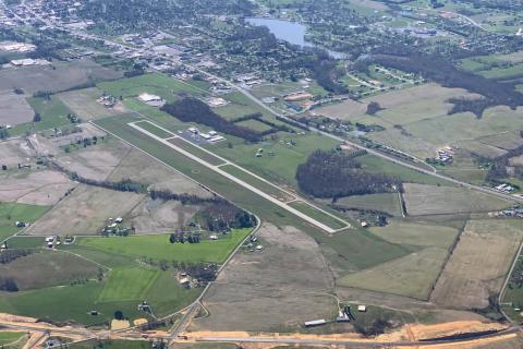 Campbellsville KAAS, seen from above and E of airport