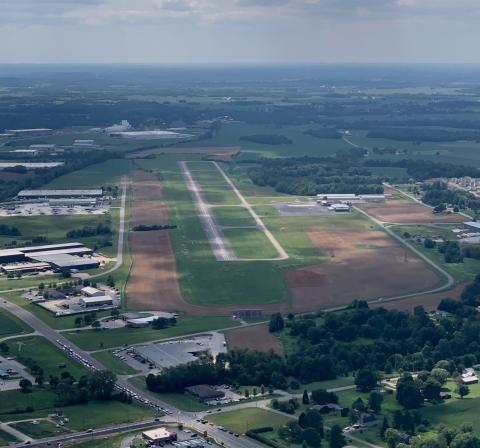 aerial photo of KEKX (Elizabethtown, TN / Addington Field) from NE of Rwy 23