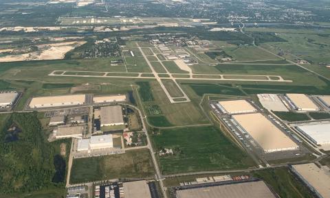 aerial photo of Lewis University airport (KLOT) from WNW