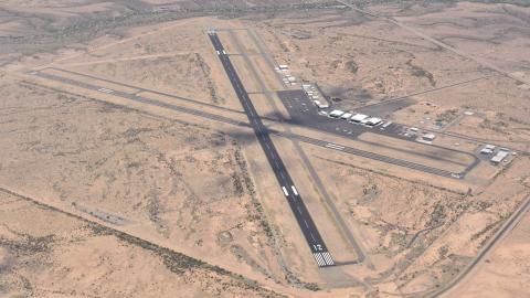 Aerial view of Safford Regional Airport (KSAD) from the northwest