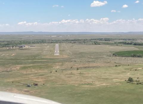 aerial photo of Perry Stokes Airport (KTAD), Trinidad, CO from SSW approach to Rwy 3