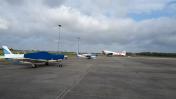 View of the  roskilde apron looking east. Tie-down points are embedded in the concrete.