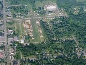 Dalton airport from above in Flushing Michigan. View from the approach end of the grass runway 9.