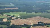 Aerial view of the soft field runway at Massey Aerodrome, MD1, in Maryland. 