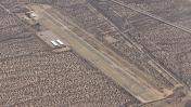 An aerial view of San Manuel Airport (E77) taken from the north.