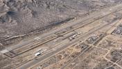 An aerial view of San Carlos Apache Airport (P13) taken from the northeast looking southwest, late morning.