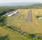 Aerial view of airport Front Royal (KFRR) looking East