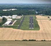 aerial pic of Burlington (WI) Municipal Airport KBUU from ~1nm W of Rwy 11
