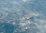 aerial photo of KMCW Mason City airport from SSW of Clear Lake IA
