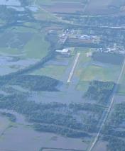aerial pic of KTZT Belle Plaine Muni airport, with surrounding flooding