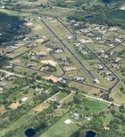 aerial pic of Meadow Creek airfield from W of Rwy 4