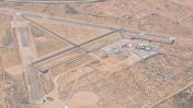 An aerial view of Coolidge Municipal Airport (P08) from the east