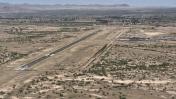 An aerial view of Cochise County Airport (P33) from the south